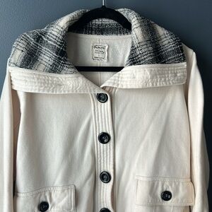 🤍 3 HEARTS Women’s Jacket size large offwhite fleece jacket sweater euc